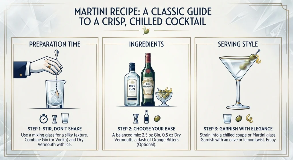 Martini Recipe A Classic Guide to a Crisp, Chilled Cocktail.