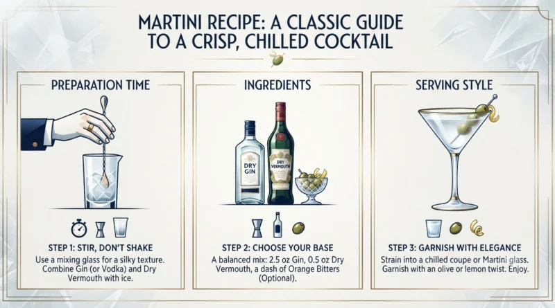 Martini Recipe A Classic Guide to a Crisp, Chilled Cocktail.